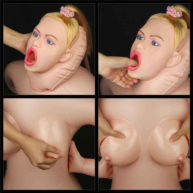 Fayola Horny Cowgirl Doll - Inflatable Love Doll with detailed features and intimate positions shown.
