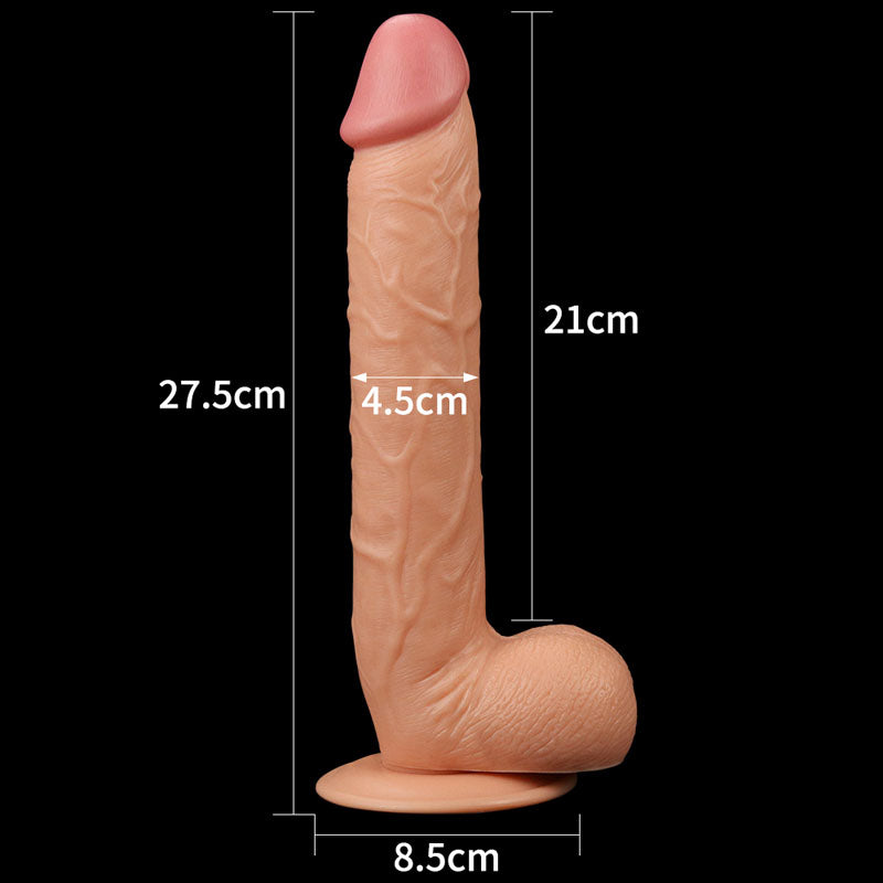 King Size 10'' Realistic Dildo -  25 cm Dong with detailed veining and suction base for enhanced pleasure.