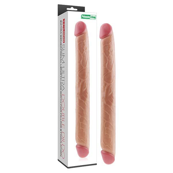 Slim Ultra Double Dildo -  43 cm (17'') Double Dong in packaging, realistic texture, phthalate-free material.