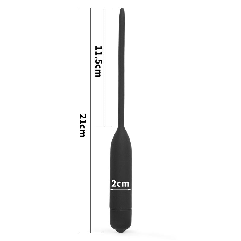 Ultimate Silicone Vibrating Urethral Dilator -  Vibrating Urethral Sound with dimensions 21cm by 2cm for deep penetration.