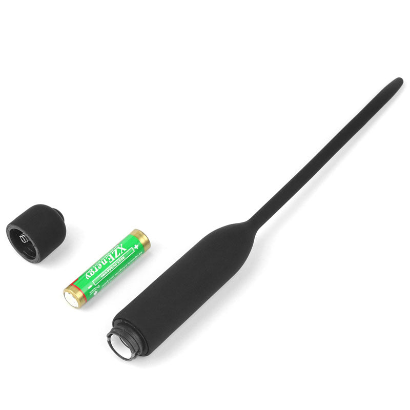 Ultimate Silicone Vibrating Urethral Dilator -  Vibrating Urethral Sound with battery and cap, designed for intimate exploration.