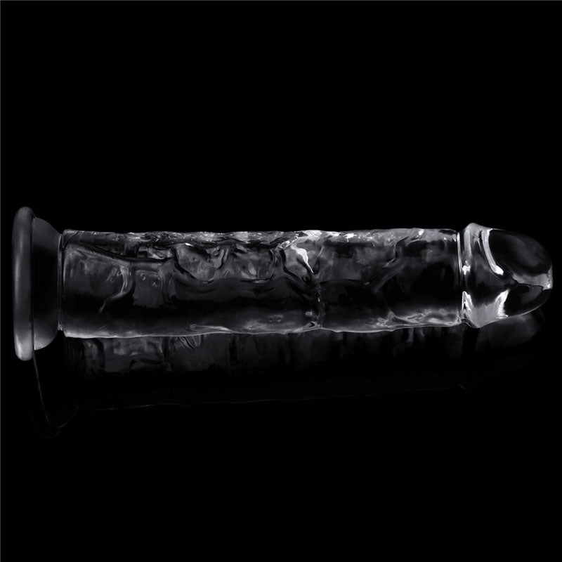 Flawless Dildo 7'' -  17.8 cm Dong on a black background, showcasing its transparent and realistic design.