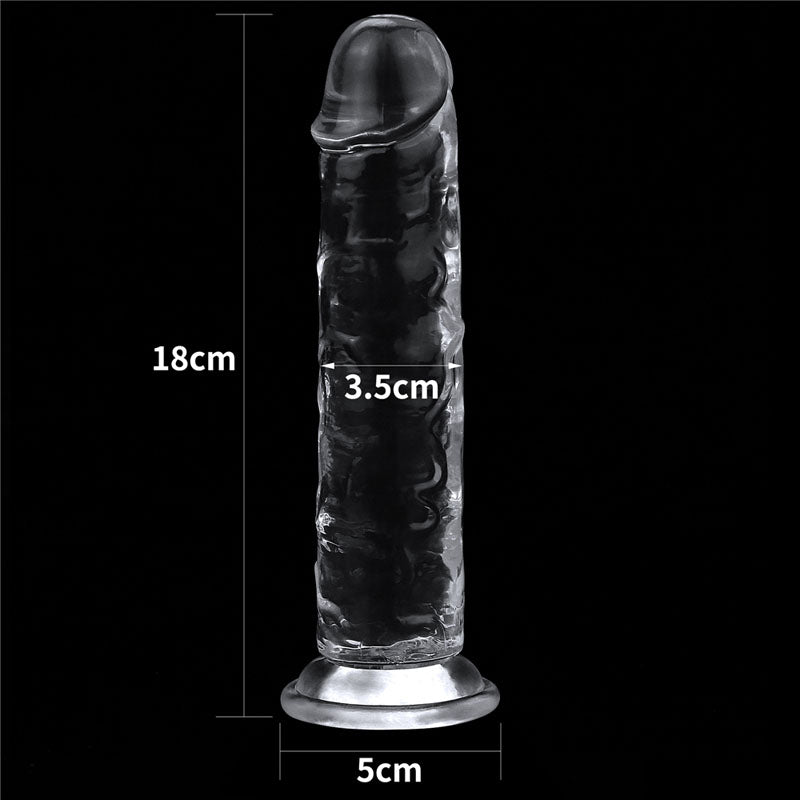 Flawless Dildo 7'' - 17.8 cm Dong with suction cup base, clear design, and realistic details.
