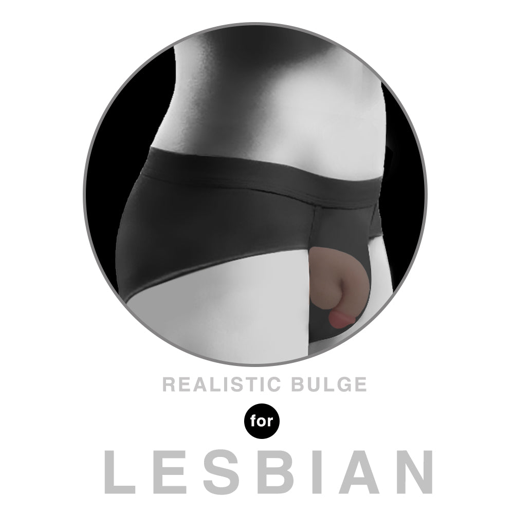 Skinlike Limpy Cock 5'' -  5 Inch Packer showing realistic bulge for lesbian outfit enhancement.
