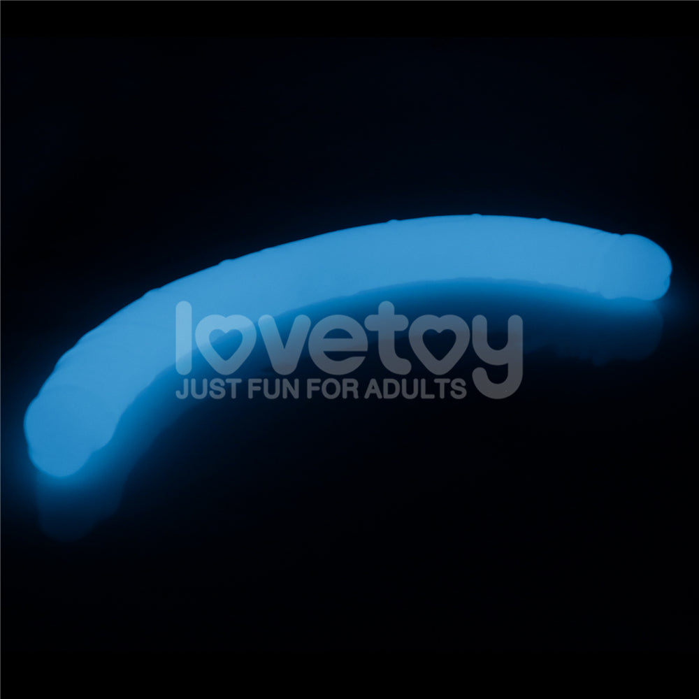 Lumino Play 18.5'' Double Dildo - Glow in the Dark  47 cm Double Dong, blue glow under black light for intimate fun.