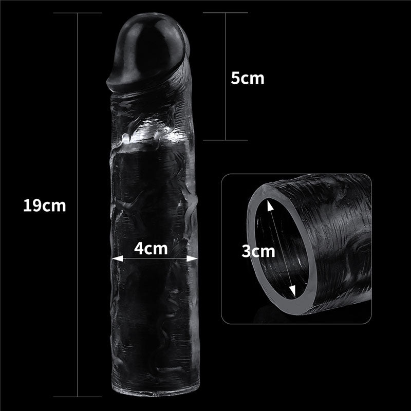 Flawless  Penis Sleeve 2'' -  5 cm Penis Extender Sleeve, 19cm length, 5cm head diameter, 4cm shaft diameter, skin-safe material.