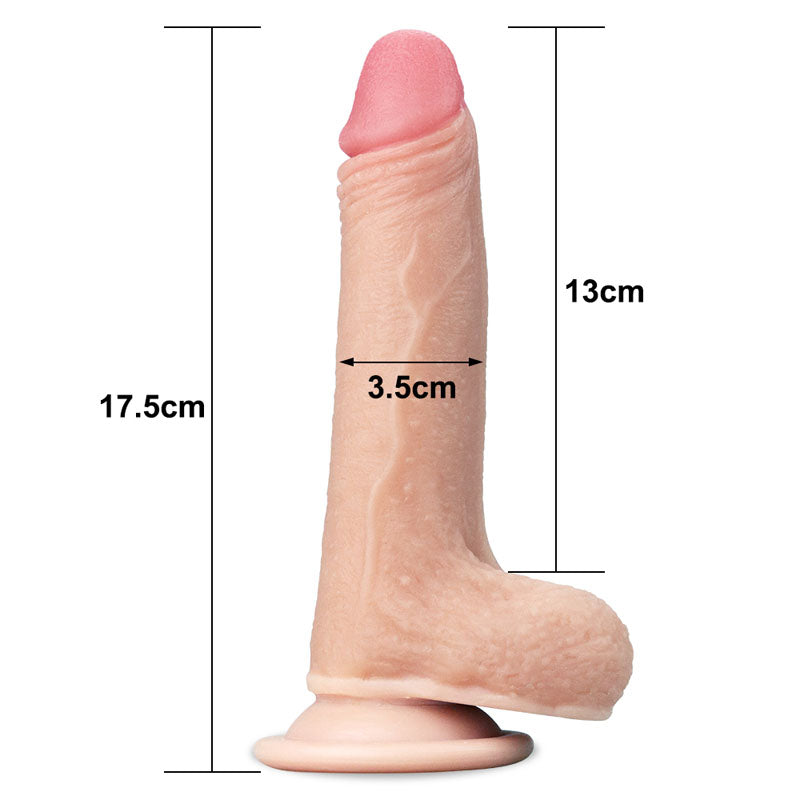 Sliding Skin Dual Layer Dong -  17.8 cm (7'') Dong with Flexible Skin, showcasing realistic design and dimensions.