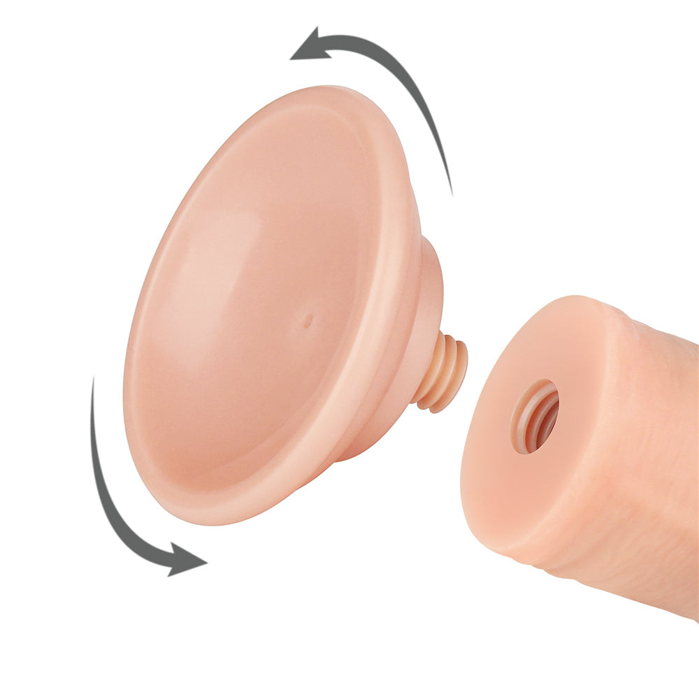 Sliding Skin Dual Layer Dong - 20 cm (8'') Dong with Flexible Skin showcasing the threaded base for easy attachment.