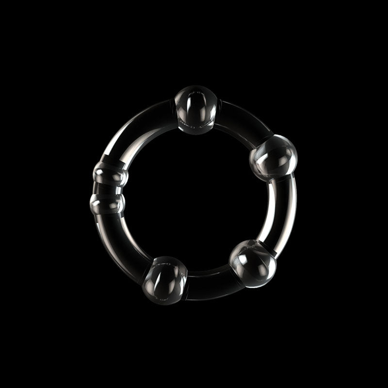Power Plus Triple Beaded Ring Set -  Cock Rings - Set of 3 displayed on a dark background.
