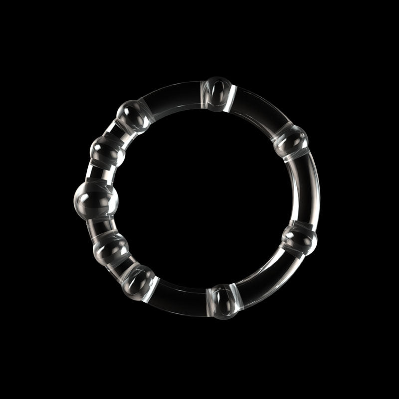 Power Plus Triple Beaded Ring Set -  Cock Rings - Set of 3 on a black background, ideal for intimate essentials for her.
