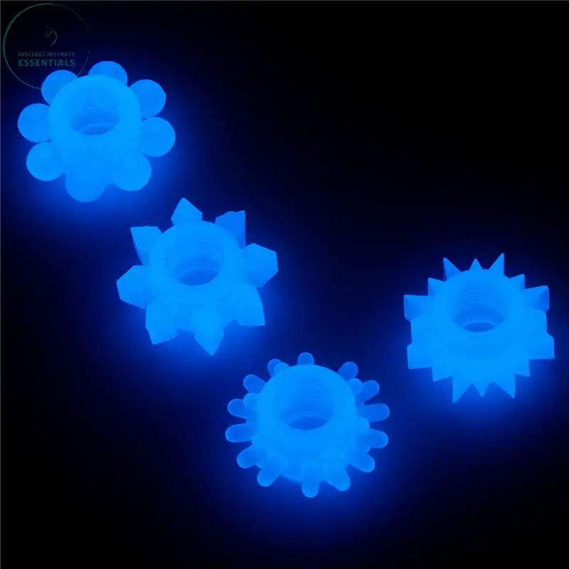 Affordable quality Lumino Play Penis Rings 4 Pack - Glow in the Dark  Cock Rings - Set of 4  from Lovetoy by Discreet Intimate Essentials with Discreet Delivery 
