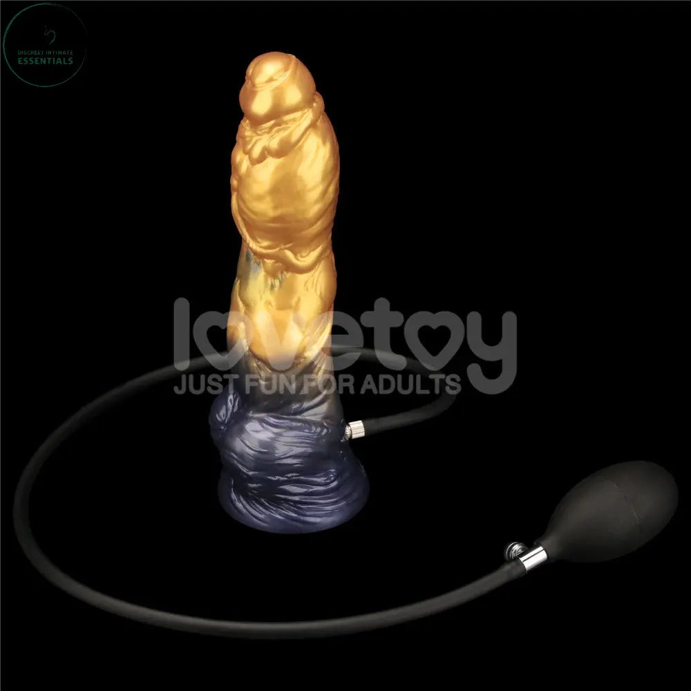 Aerosx 10 Inch Dual Density Inflatable Dildo - Gold/Blue 33 cm Inflatable Fantasy Dildo Lovetoy