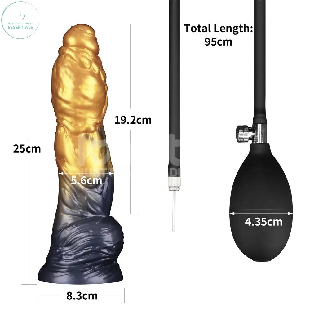 Aerosx 10 Inch Dual Density Inflatable Dildo - Gold/Blue 33 cm Inflatable Fantasy Dildo Lovetoy