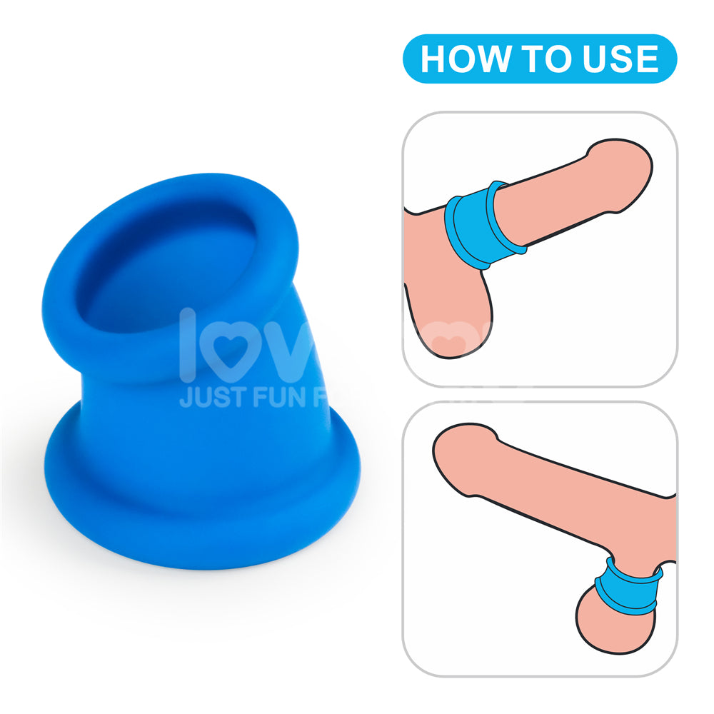 Pinnacle Pro Tapered Squeeze -  Ball Stretcher in blue, showcasing its dual-function design for comfort and pleasure.