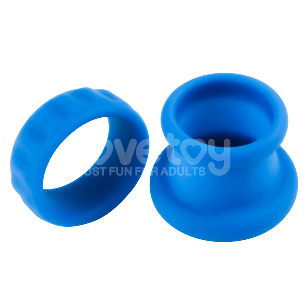 Pinnacle Pro Twin Flex -  Cock & Balls Rings in blue silicone, designed for enhanced pleasure and customization.