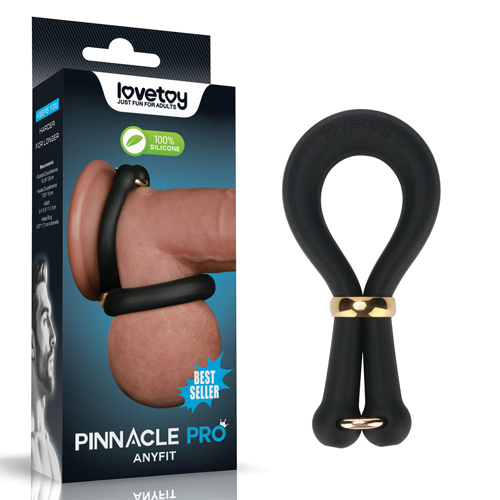 Pinnacle Pro Anyfit Stretcher -  Adjustable Cock Ring packaged with body-safe silicone for customizable comfort and pleasure.