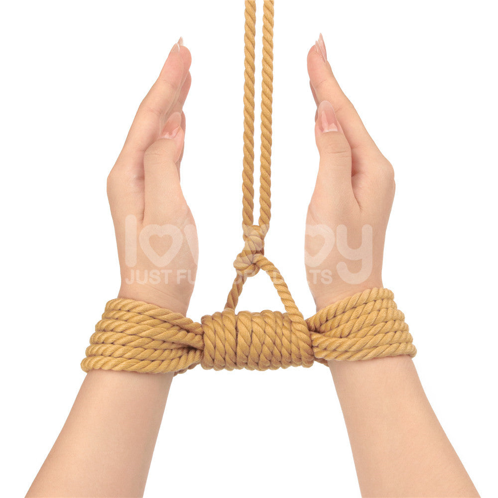 Rebellion Reign Bondage Rope - Natural - Natural Bondage Rope - 10 metre length with hands tied in knot.