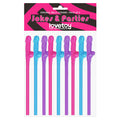 Jokes & Parties Original Willy Straws -  Dicky Straws - Set of 9 colorful pecker-shaped drinking straws for fun parties.