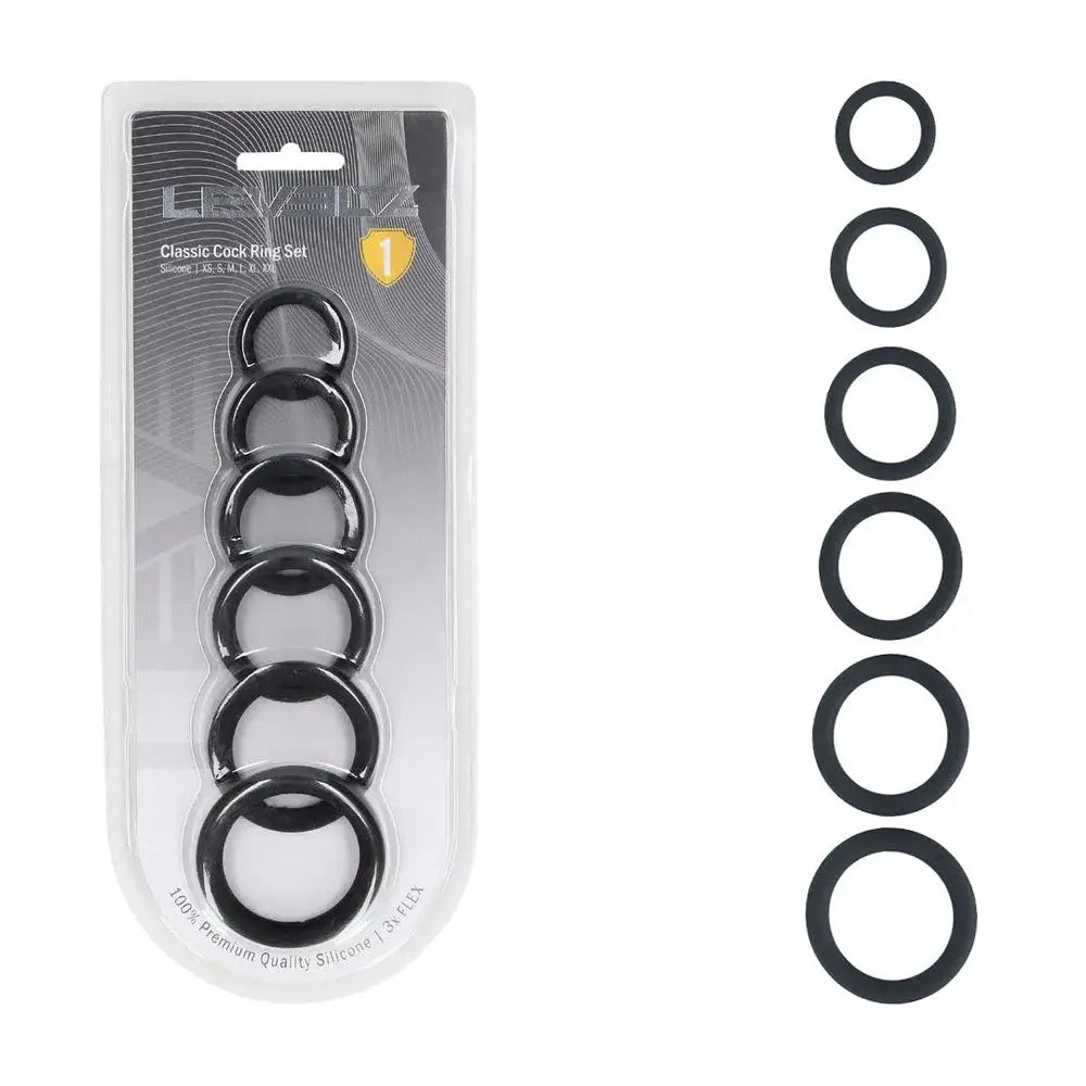 LEVELZ Classic Silicone Cock Ring Set of 6 -  Cock Rings - Set of 6 Sizes Shots Toys Discreet Intimate Essentials.
