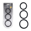 LEVELZ Wide O Silicone Cock Ring Set of 3 - L/XL/2X - Cock Rings - Set of 3 Sizes in black silicone packaging.