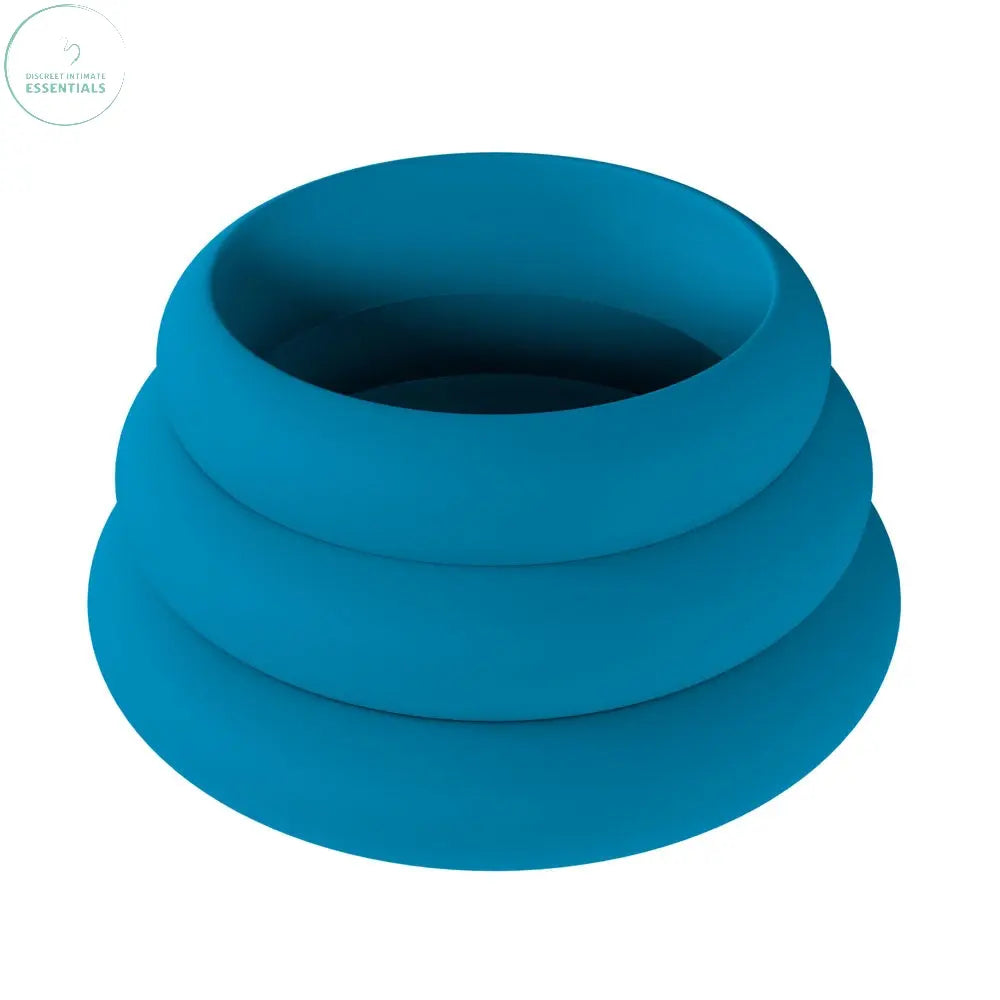 Affordable quality LEVELZ Wide O Silicone Cock Ring Set of 3 - L/XL/2X - Teal Cock Rings - Set of 3 Sizes  from Shots Toys by Discreet Intimate Essentials with Discreet Delivery 
