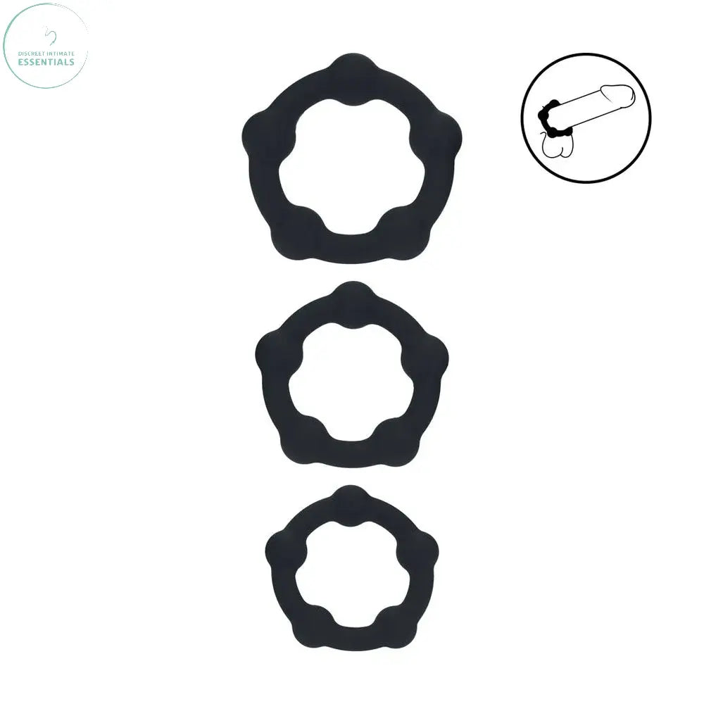 Affordable quality LEVELZ Beaded Silicone Cock Ring Set of 3 -  -  Cock Rings - Set of 3 Sizes  from Shots Toys by Discreet Intimate Essentials with Discreet Delivery 