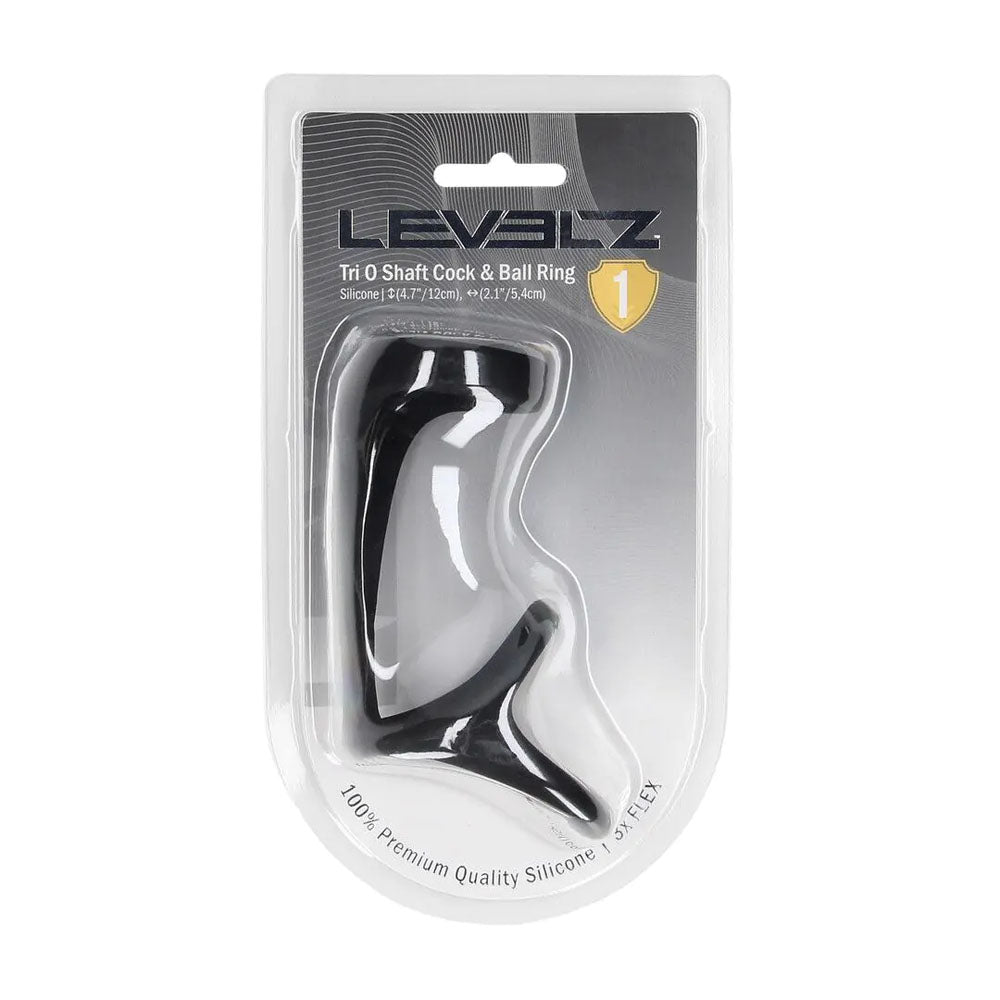 LEVELZ Tri O Silicone Shaft Cock & Ball Ring -  Cock & Balls Ring in sleek packaging for adult novelty shopping.
