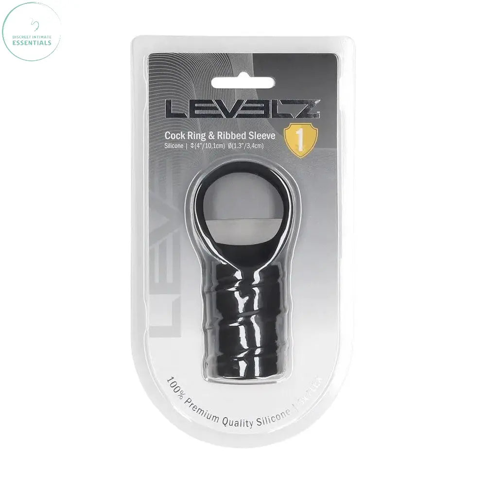 Affordable quality LEVELZ Silicone Cock Ring & Ribbed Sleeve -  Cock Ring with Sleeve  from Shots Toys by Discreet Intimate Essentials with Discreet Delivery 