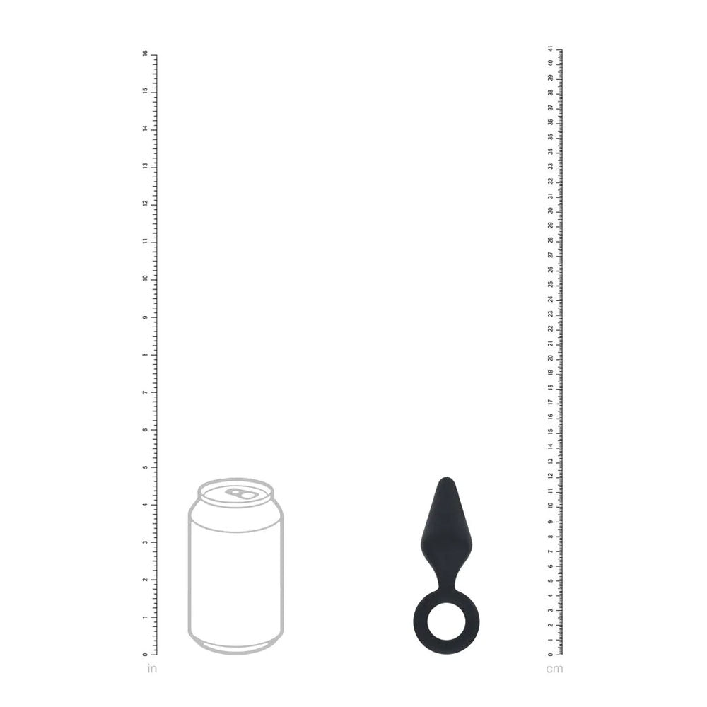 LEVELZ Silicone Anal Plug with Loop - Small - compared to a soda can for size reference.