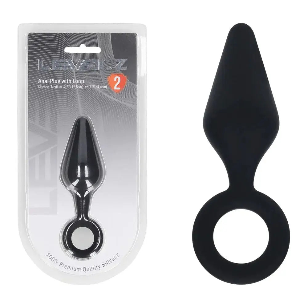 LEVELZ Silicone Anal Plug with Loop - Medium -  -  Medium Butt Plug Shots Toys Discreet Intimate Essentials.