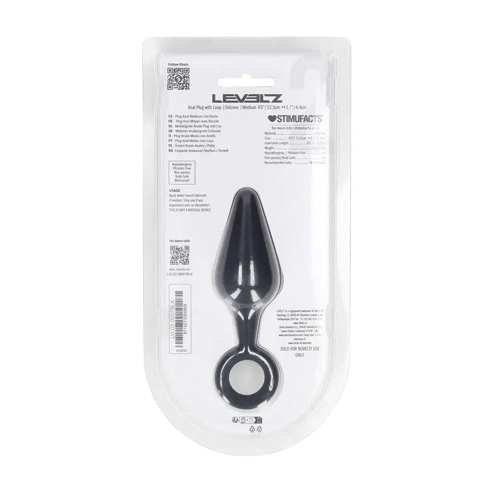 LEVELZ Silicone Anal Plug with Loop - Medium -  -  Medium Butt Plug Shots Toys Discreet Intimate Essentials.