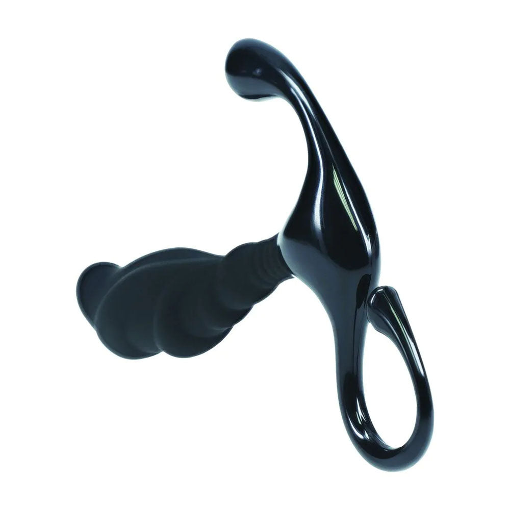 LEVELZ Rippled with Hard Loop Prostate Massager - Small -  Small Prostate Massager displayed on a white background.