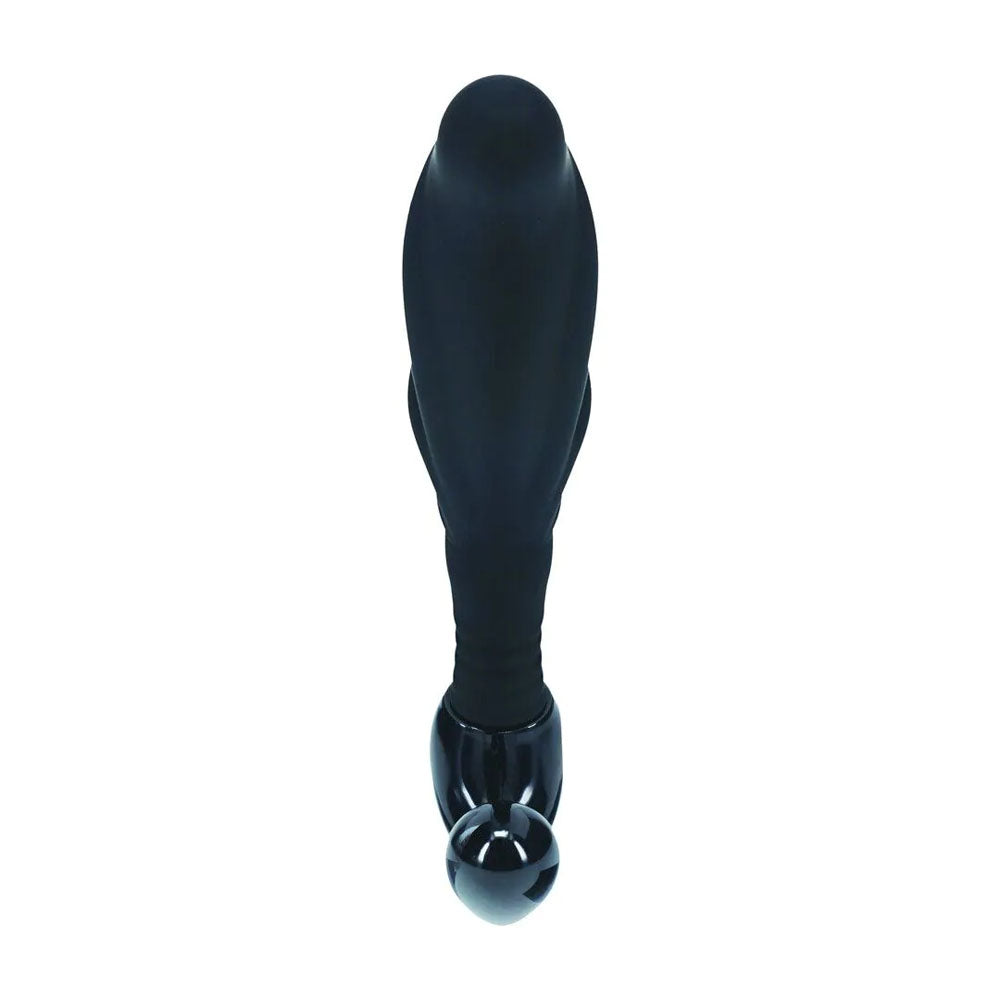 LEVELZ Rippled with Hard Loop Prostate Massager - Medium - Medium Prostate Massager in sleek black silicone design.