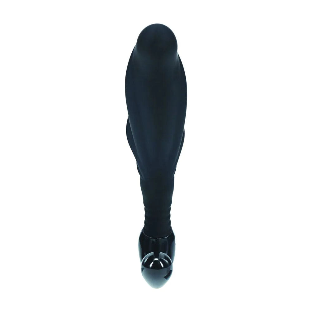LEVELZ Rippled with Hard Loop Prostate Massager - Large - Large Prostate Massager in black silicone with smooth curves.