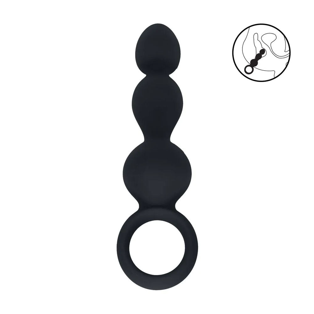 LEVELZ Beaded Silicone Anal Probe with Loop - 15.3 cm Beaded Anal Plug for enhanced stimulation.