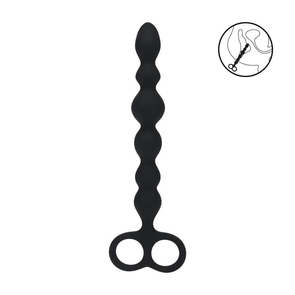 LEVELZ Beaded Silicone Anal Probe with Double Loop - 24.5 cm Anal Beads for enhanced pleasure and control.