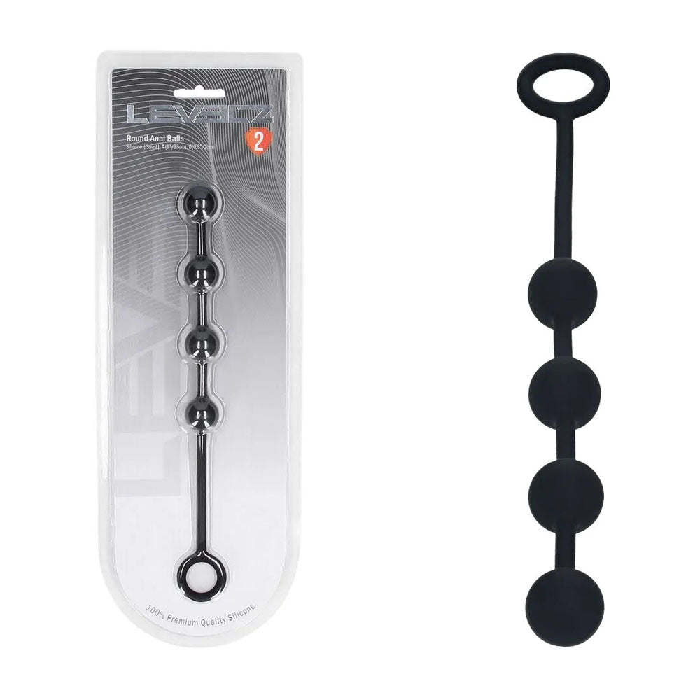 LEVELZ Round Silicone Anal Balls - S - 20mm -  23 cm Small Anal Balls in sleek black silicone design.