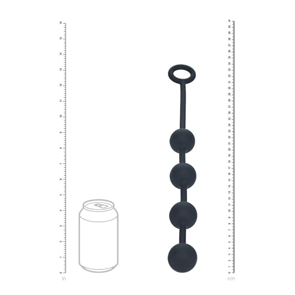 LEVELZ Round Silicone Anal Balls - M - 20mm -  32 cm Medium Anal Balls next to a can for size reference.