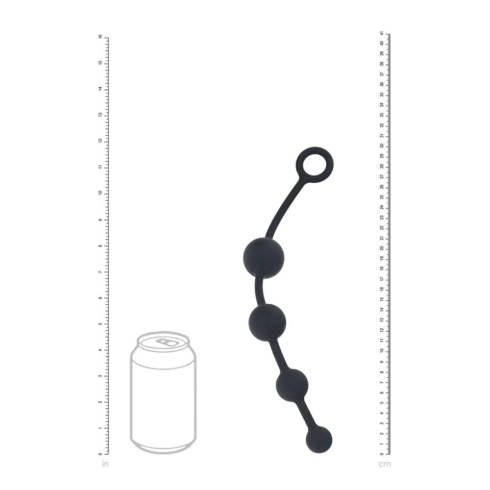 LEVELZ Curved Silicone Anal Beads -  -  29.5 cm Anal Beads alongside a can for size reference, showcasing premium silicone design.
