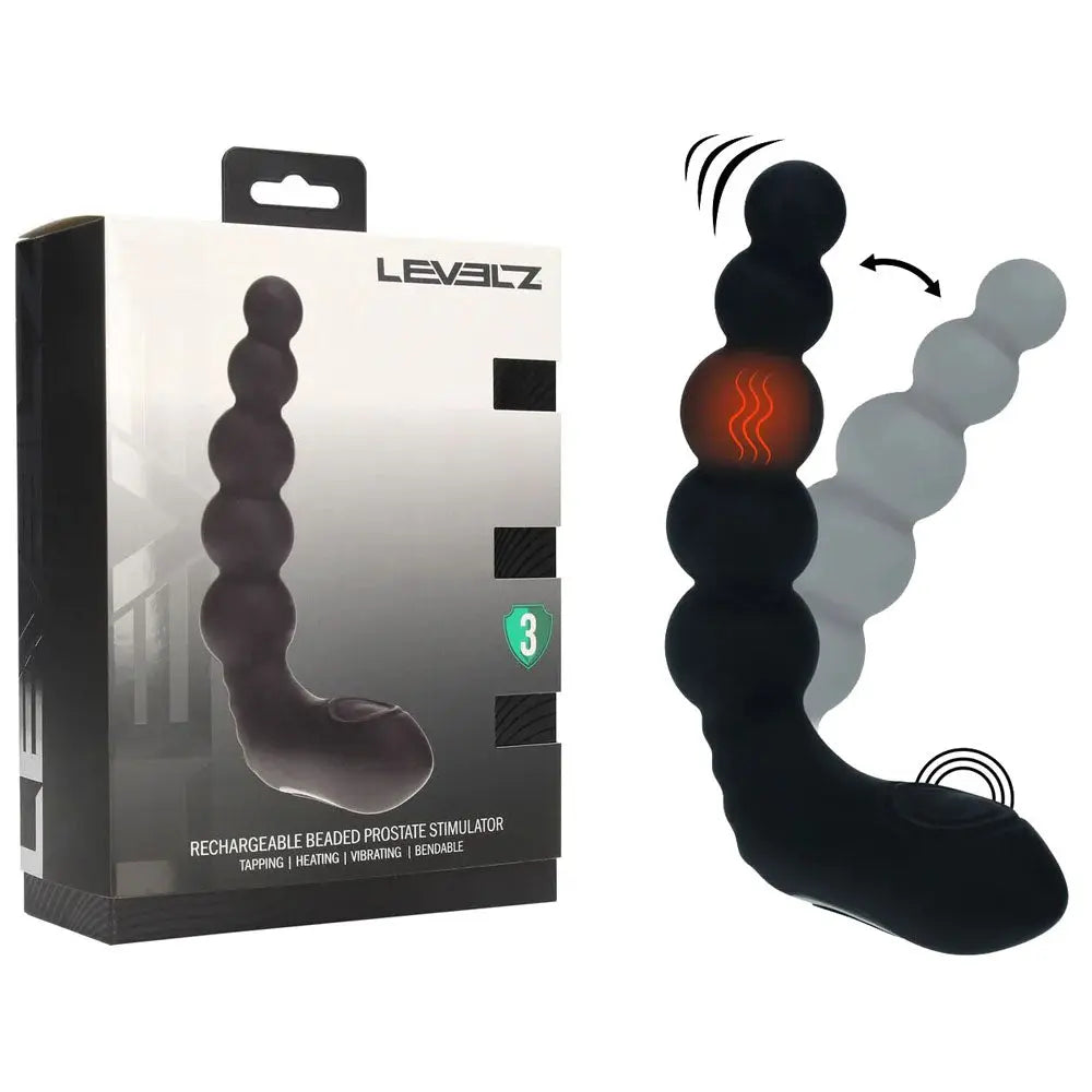LEVELZ Rechargeable Beaded Prostate Massager -  USB Rechargeable Heating + Vibrating Prostate Massager Shots Toys Discreet Intimate Essentials.