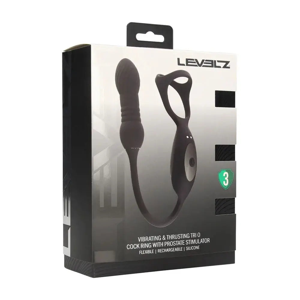 LEVELZ Vibrating & Thrusting TriO Cock Ring with Prostate Stimulator -  USB Rechargeable Vibrating Cock Ring with Thrusting Prostate Plug Shots Toys Discreet Intimate Essentials.