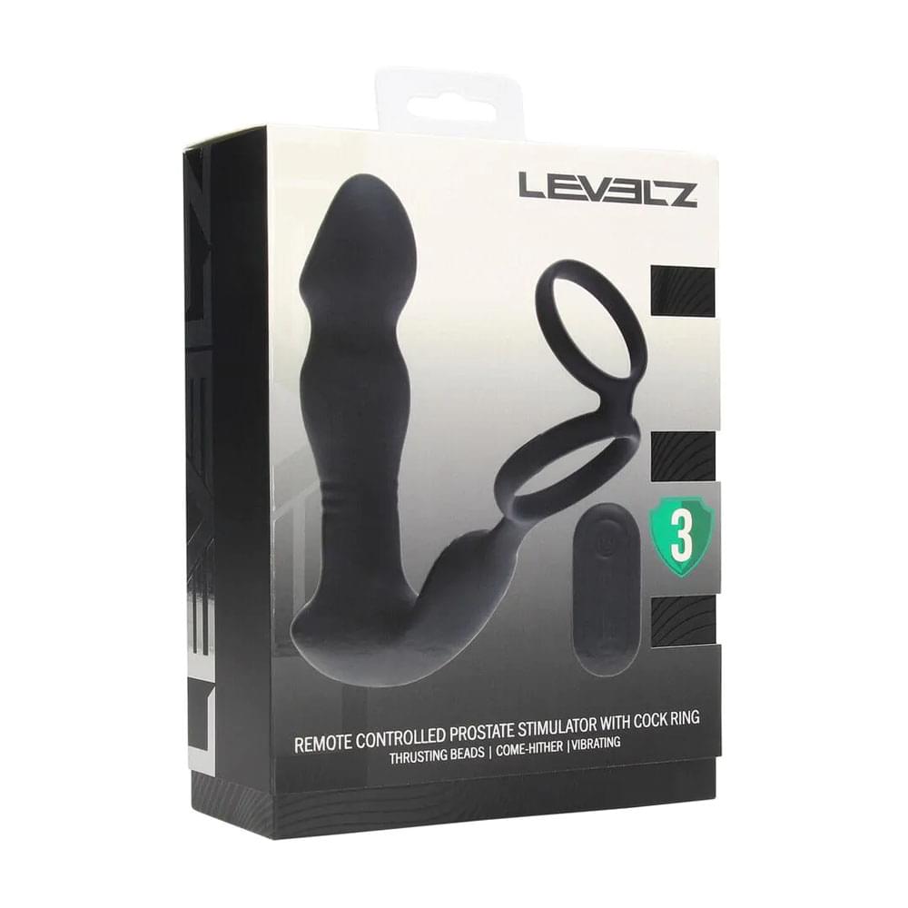 LEVELZ Remote Controlled Prostate Stimulator with Cock Ring -  USB Rechargeable Vibrating Thrusting Prostate Massager with Cock Ring