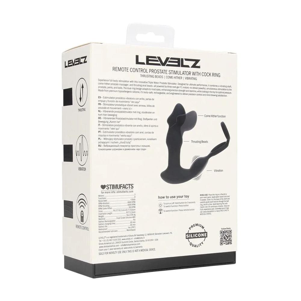 LEVELZ Remote Controlled Prostate Stimulator with Cock Ring -  USB Rechargeable Vibrating Thrusting Prostate Massager with Cock Ring