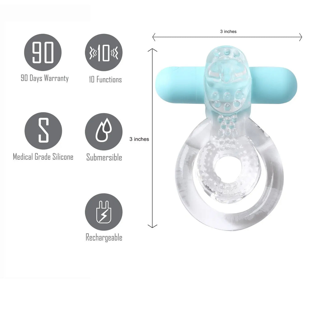 Affordable quality Maia Jayden - /Blue USB Rechargeable Vibrating Cock & Ball Rings  from Maia Toys by Discreet Intimate Essentials with Discreet Delivery 