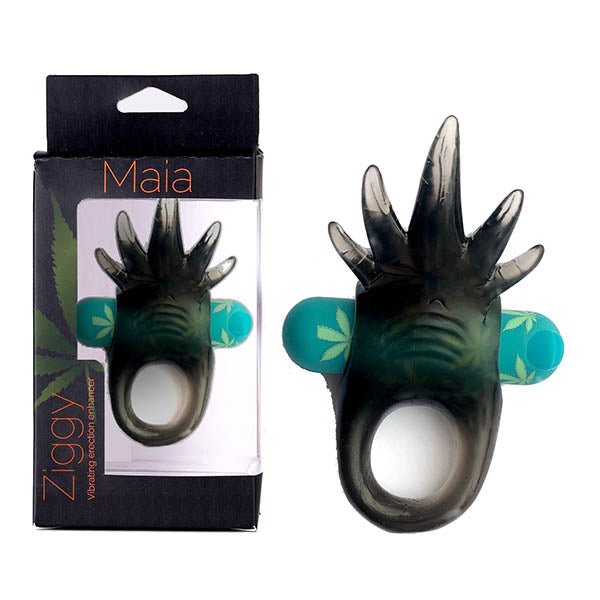 Maia Ziggy - Hemp  USB Rechargeable Vibrating Cock Ring in packaging for intimate essentials.