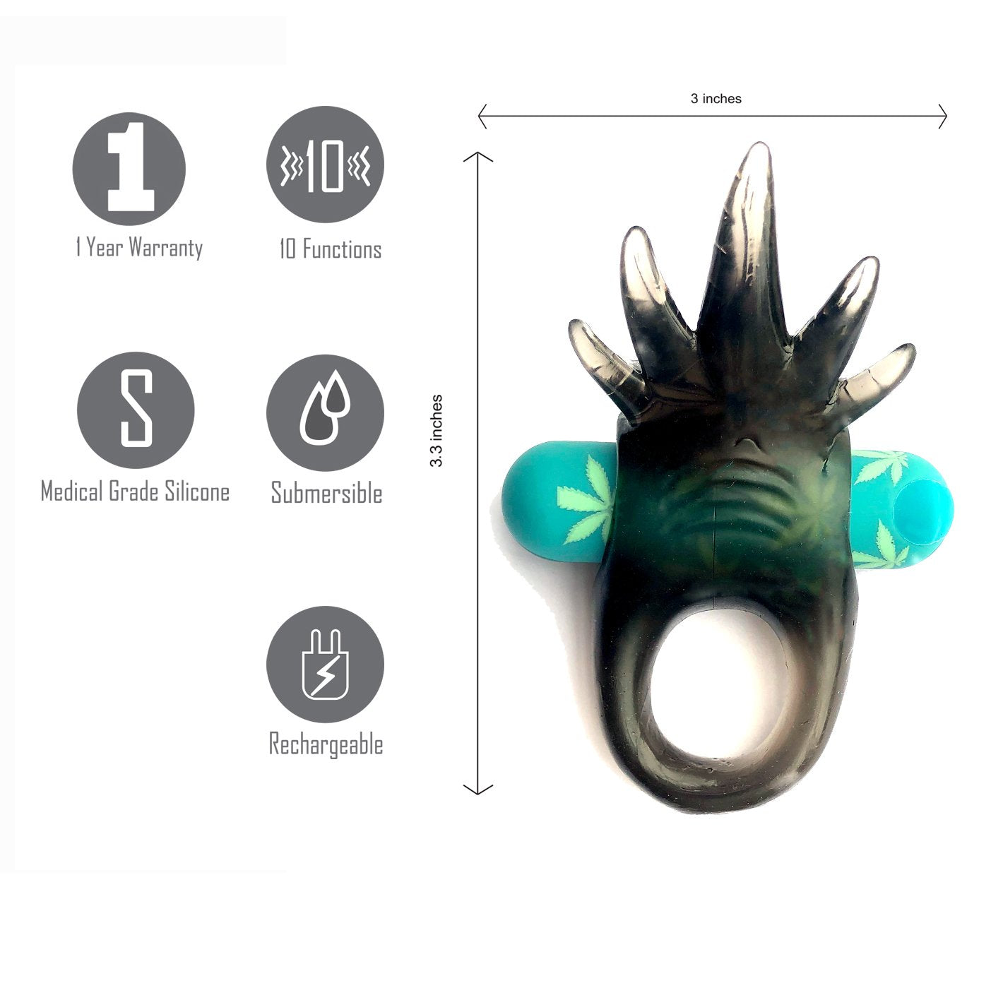 Maia Ziggy - Hemp  USB Rechargeable Vibrating Cock Ring with 10 functions and submersible features