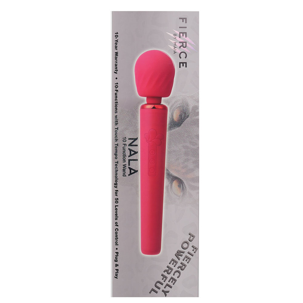 Maia NALA -  -  30 cm USB Rechargeable Massage Wand, pink, powerful massage wand, 10-functions, medical grade silicone.