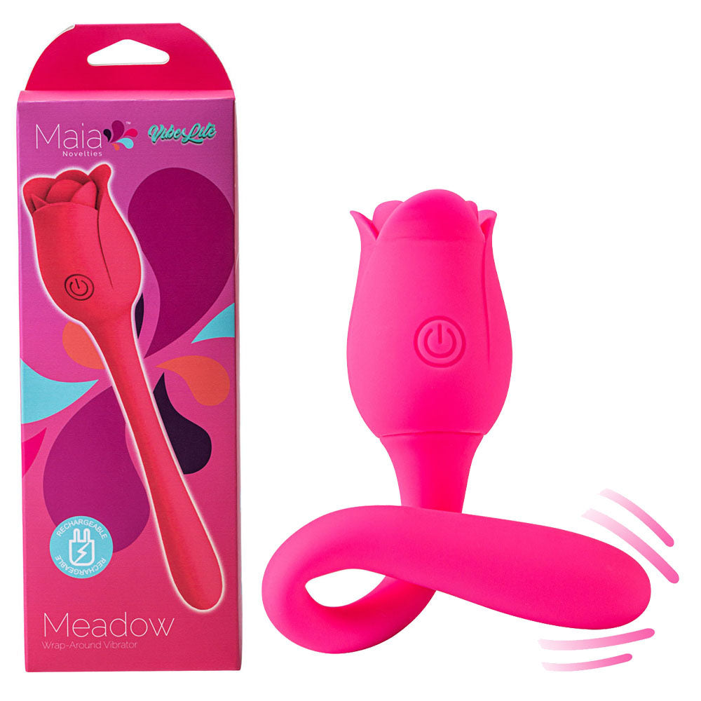 Maia MEADOW - 14 cm USB Rechargeable Flower Stimulator with tulip design and posable stem for targeted stimulation.