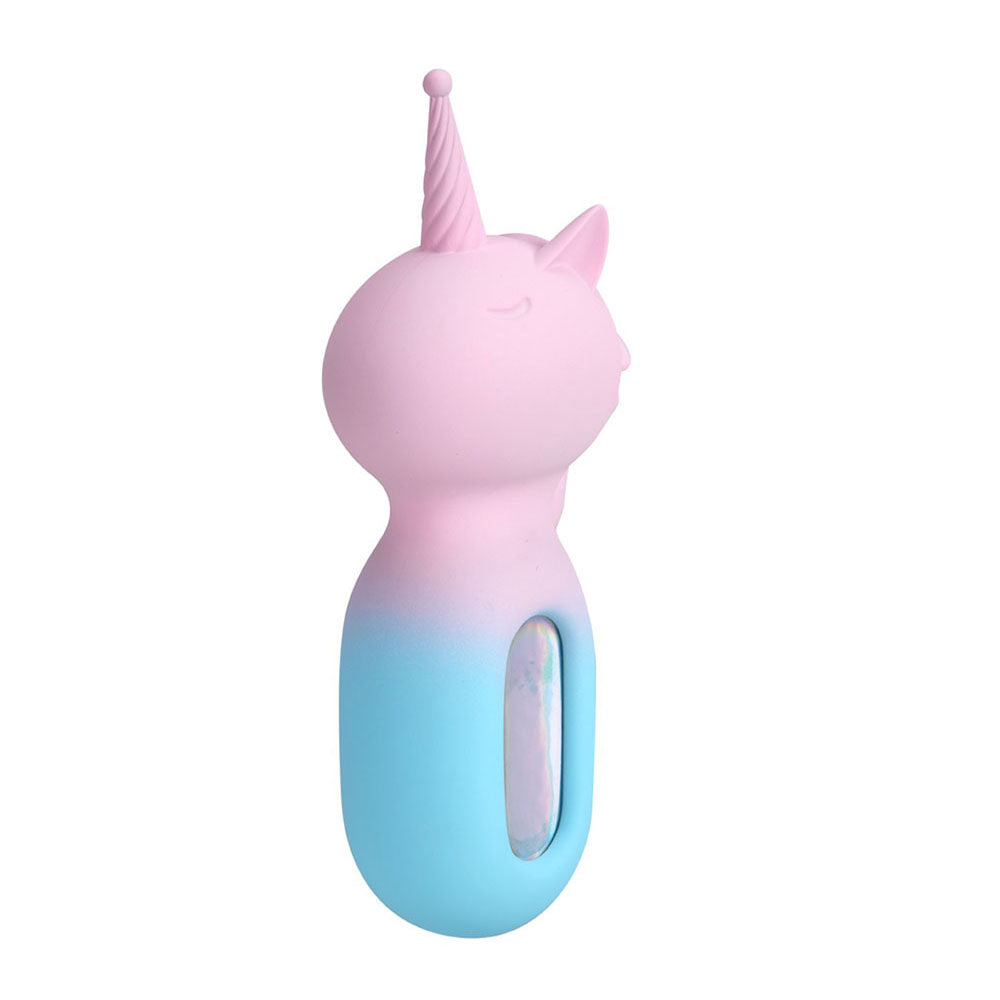 Maia UNIE - Pink/Blue USB Rechargeable Unicorn Wand design with soft silicone body and vibrant colors.