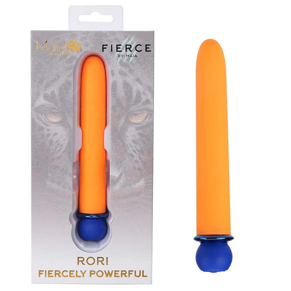 Maia RORI - Orange - Orange 15.2 cm USB Rechargeable XL Bullet in packaging, showcasing its sleek design.